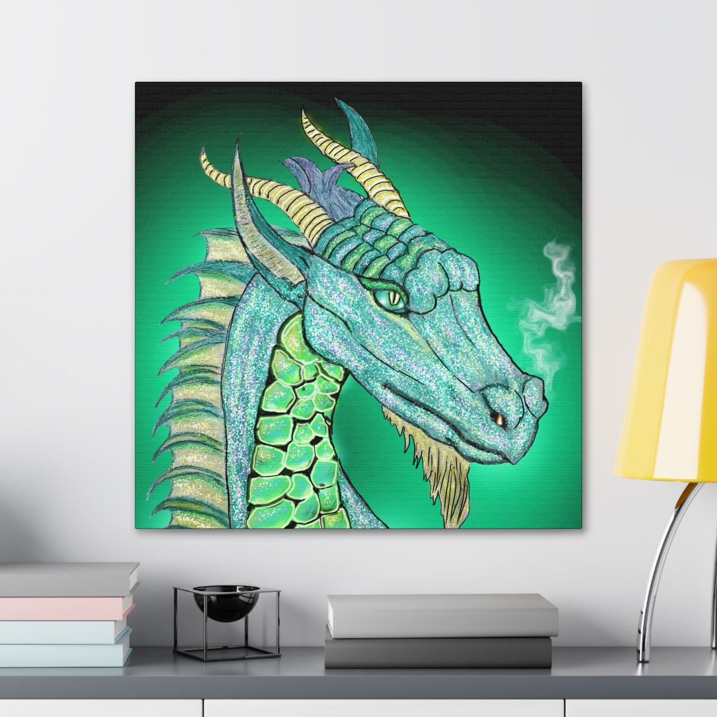 Mystic Dragon, Fantasy Art, Canvas Art, Dragon Lover Gift, Unique Gifts, Original Art