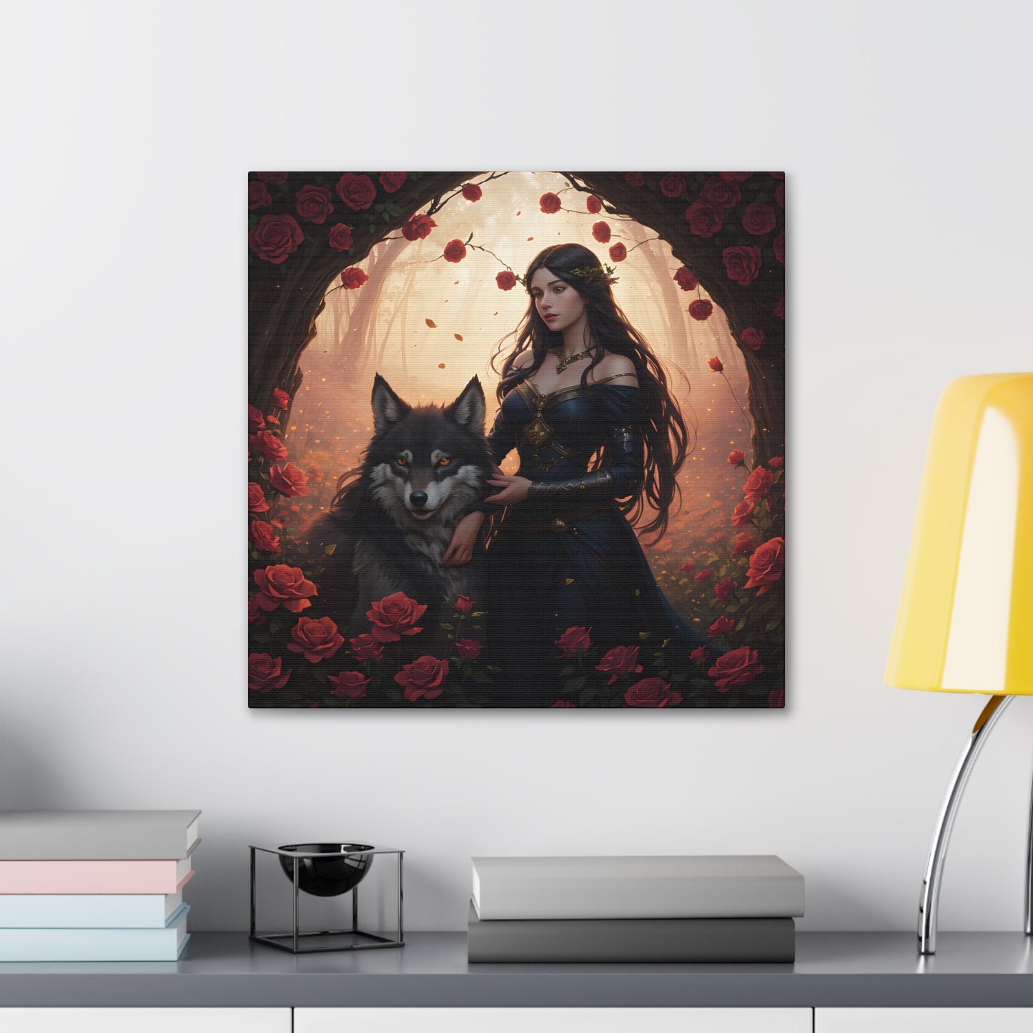 Wolf Enchantress, Canvas Art, Canvas Print, Wall Decor, Original Art, Unique Gifts