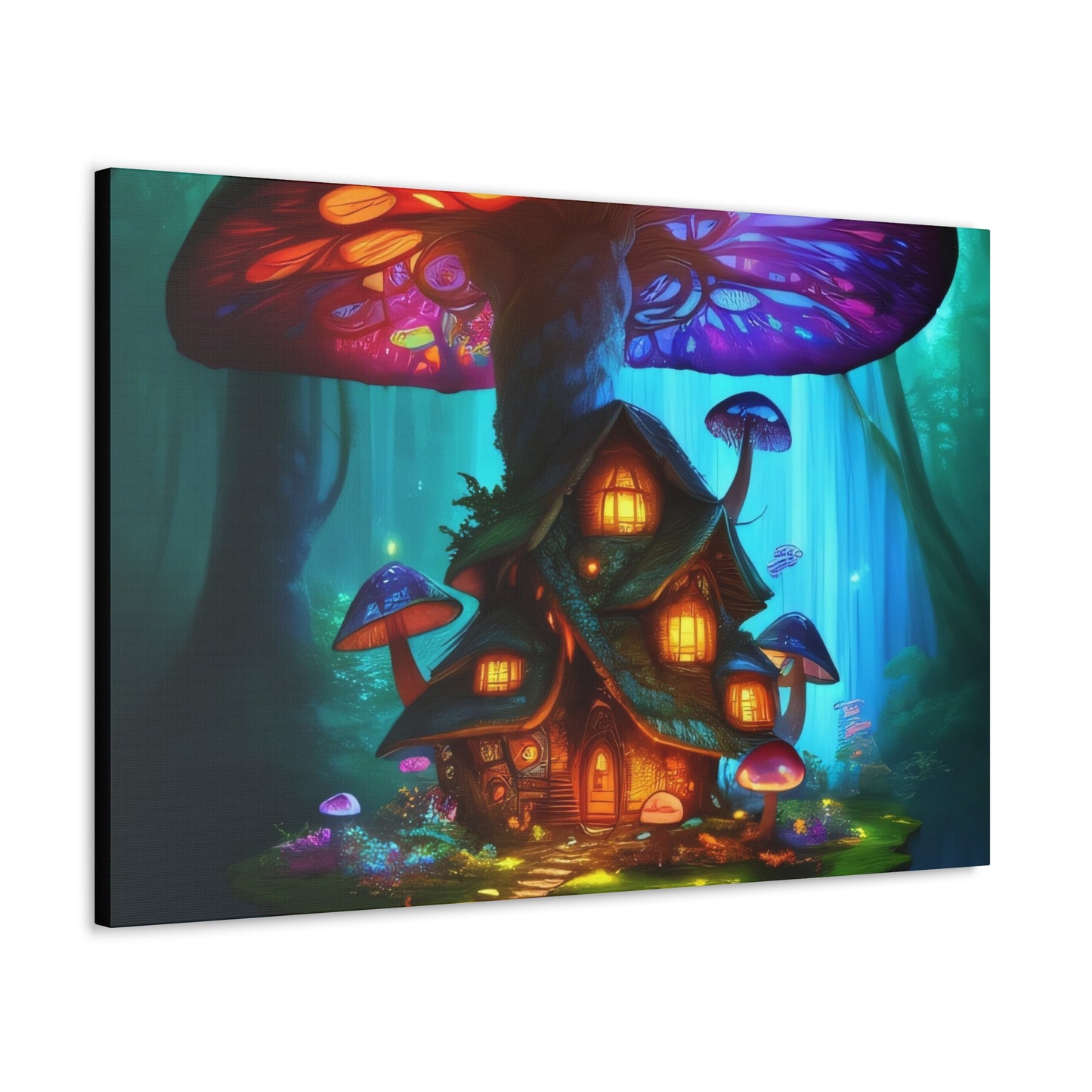 Mystic Mushroom House, Canvas Art, Canvas Print, Wall Decor, Original Art, Unique Gifts