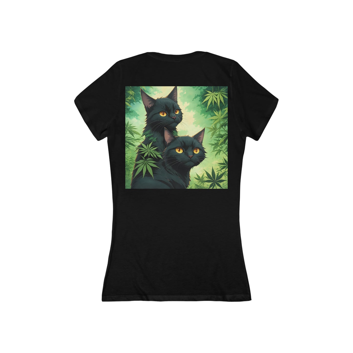 Black Cat, Women's Jersey Short Sleeve Deep V-Neck Tee