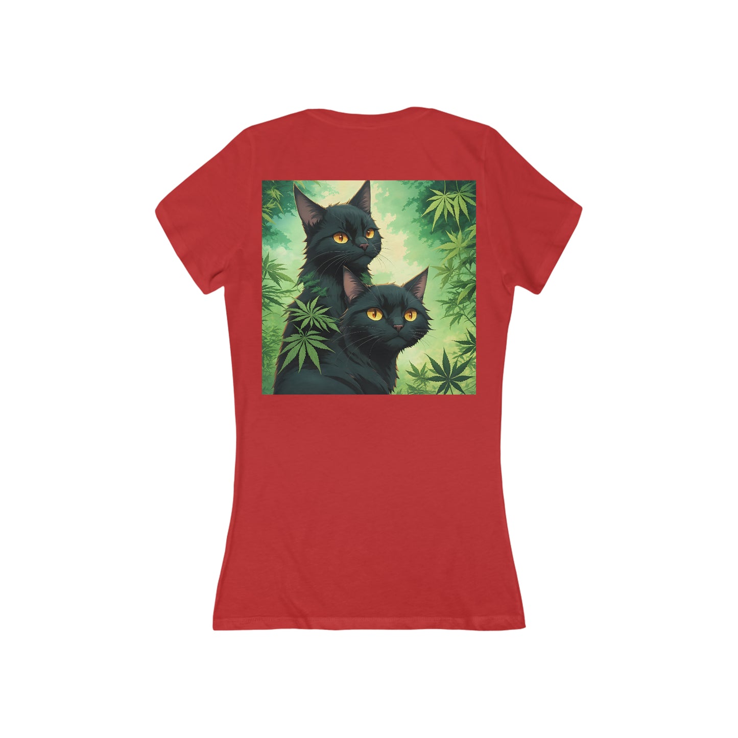 Black Cat, Women's Jersey Short Sleeve Deep V-Neck Tee