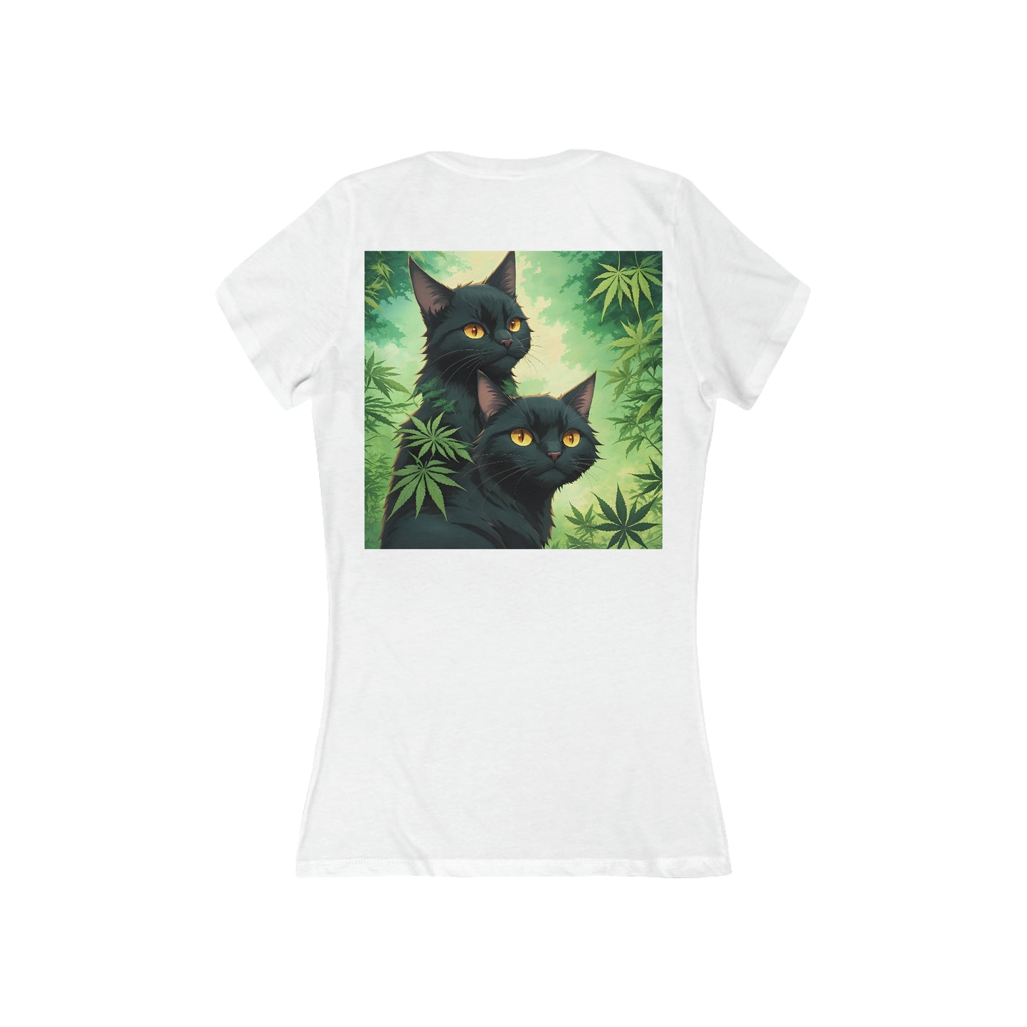 Black Cat, Women's Jersey Short Sleeve Deep V-Neck Tee