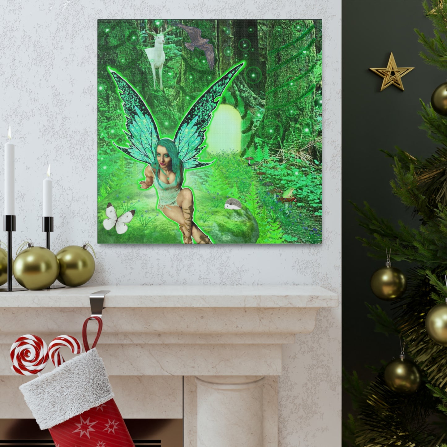 Mystic Forest Fairy Fantasy Art, Canvas Art, Wall Decor, Nature Lover Gift, Original Art, Unique Gift