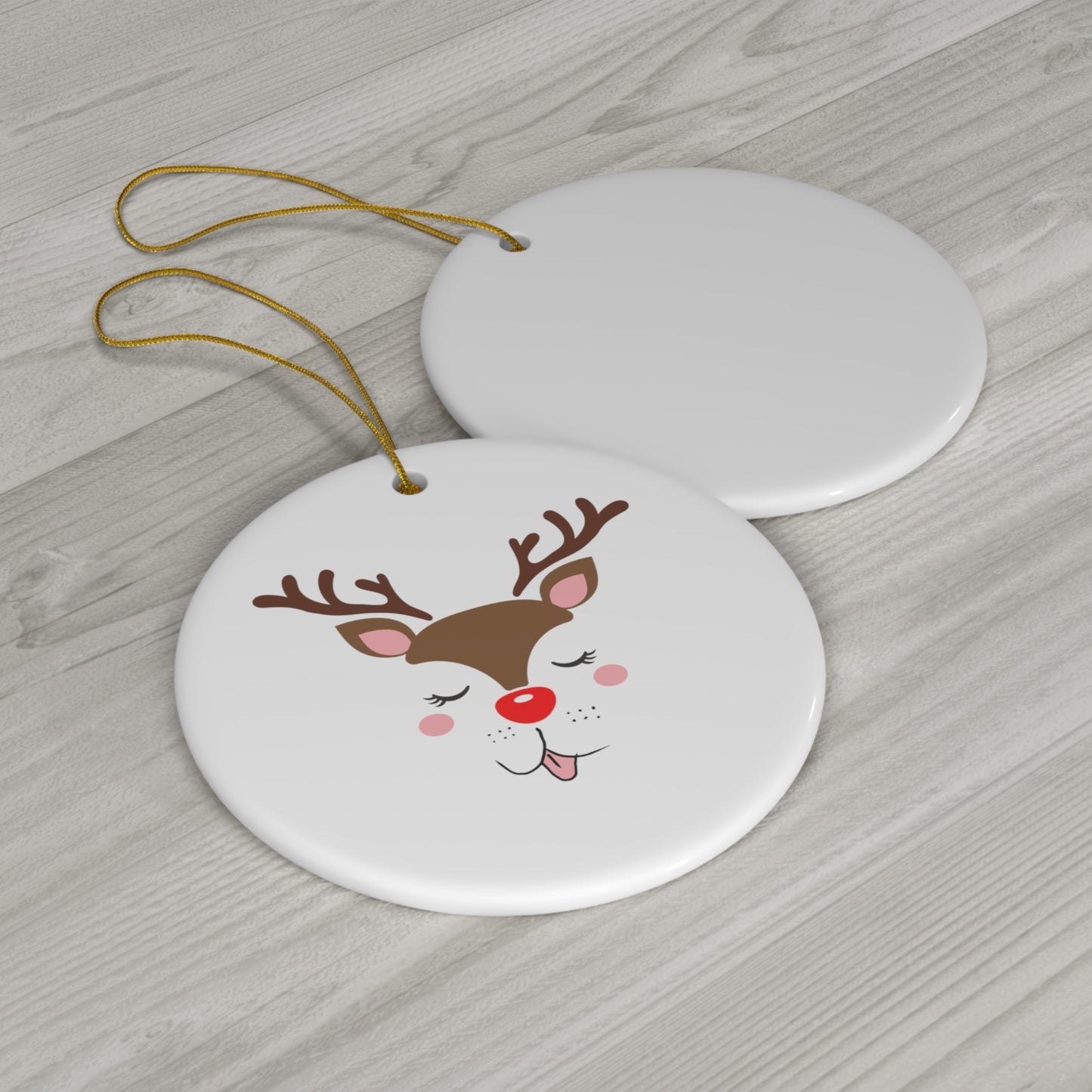 Cute Reindeer Ceramic Ornament, 4 Shapes