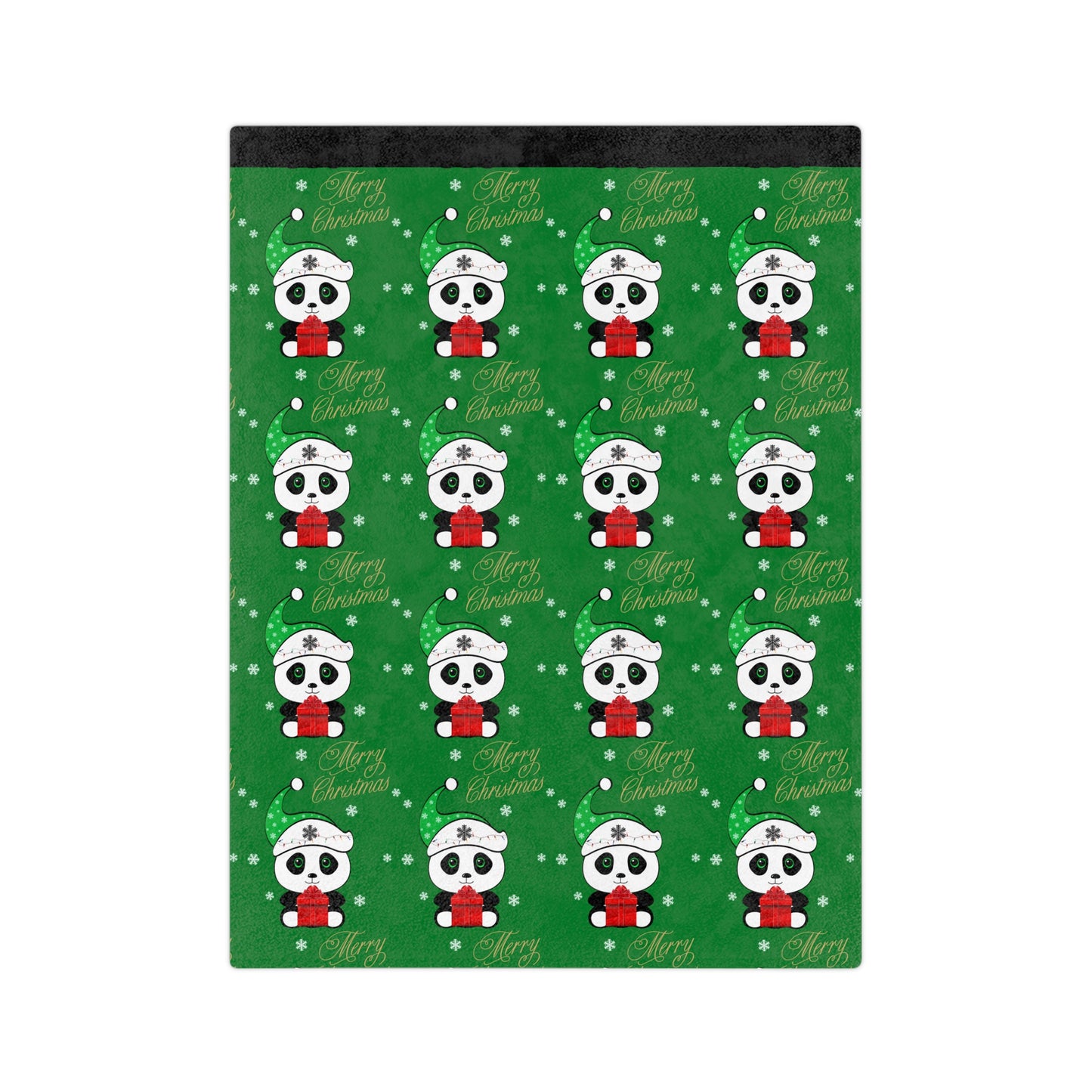 Merry Christmas Panda Velveteen Minky Blanket