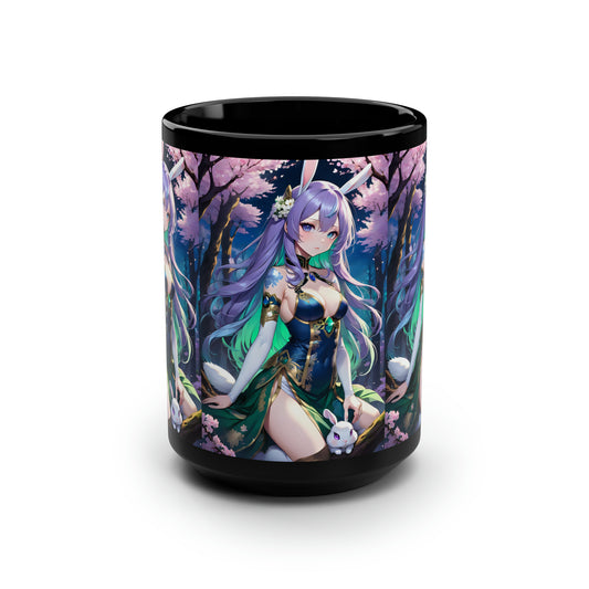 Rabbit Deity, Black Mug, 15oz