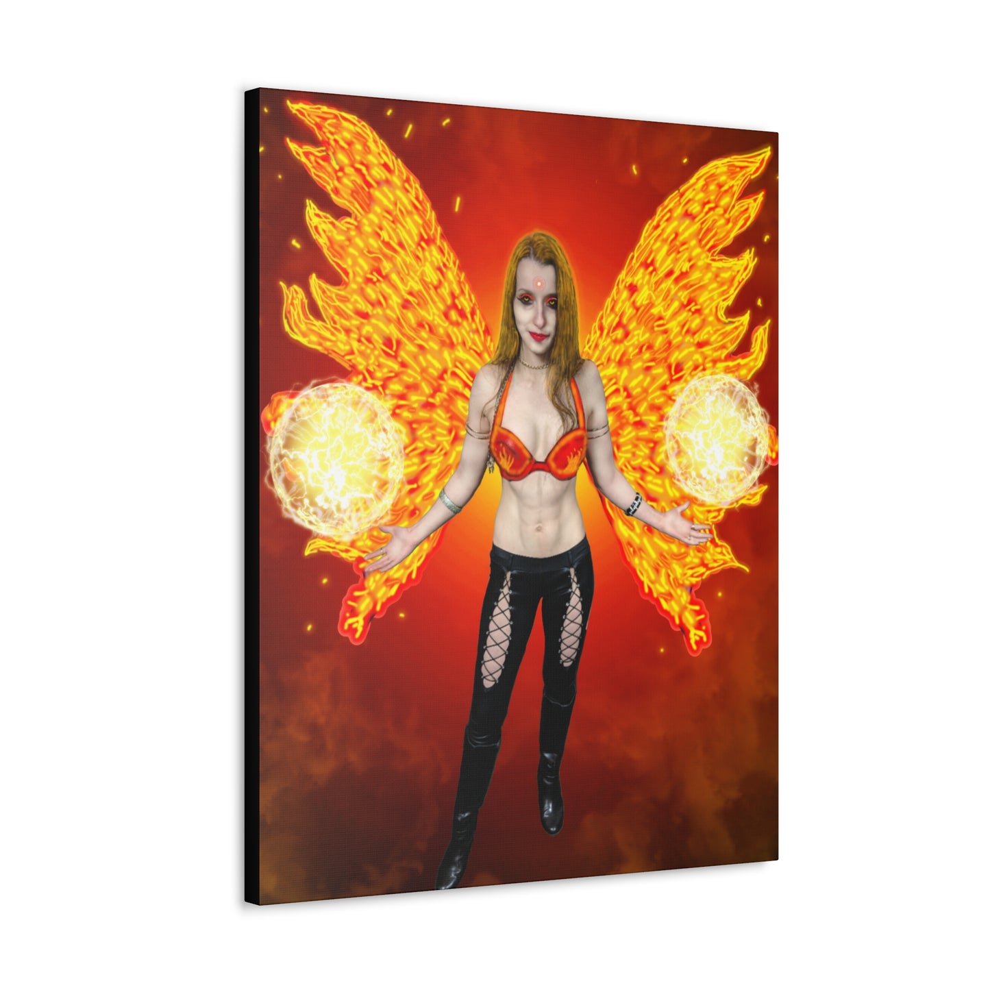 Mystic Fire Fairy, Fantasy Art, Canvas Art, Unique Gift, Original art, Wall Decor