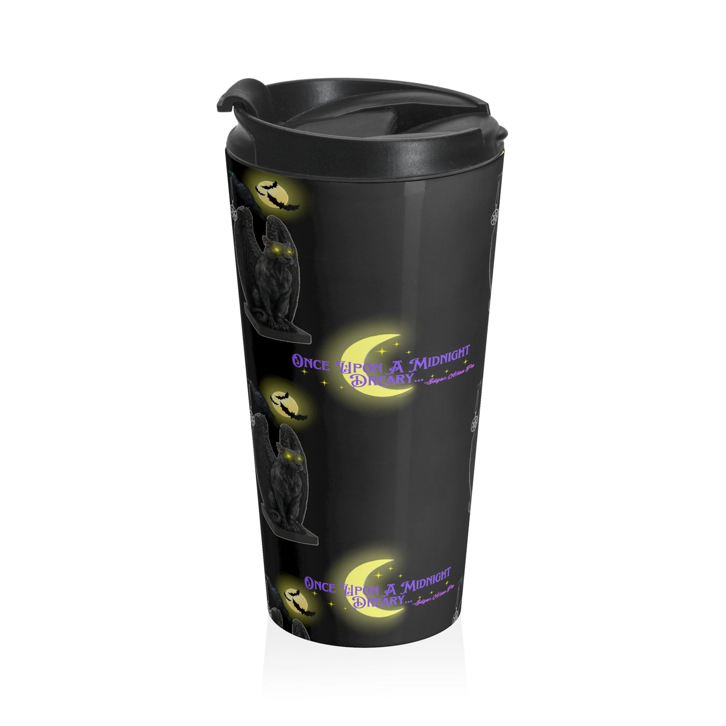 Stainless Steel "Once Upon A Midnight Dreary"  Edgar Allan Poe Halloween Travel Mug with Insert