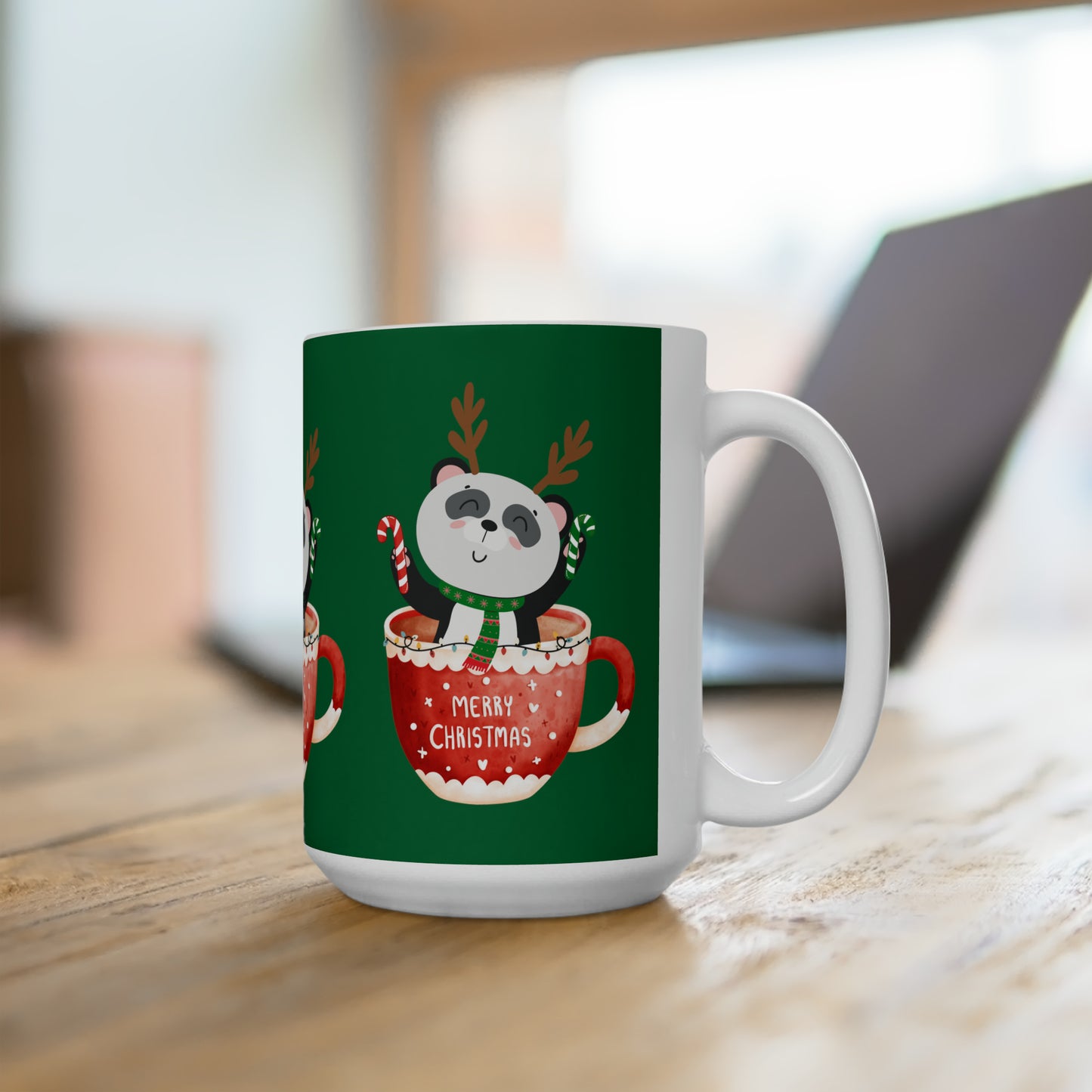 Merry Christmas Panda Ceramic Mug 15oz