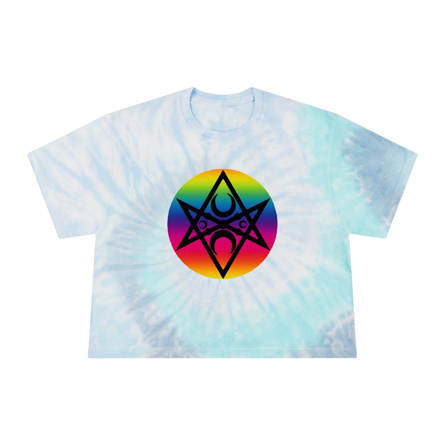 Magick PRIDE Unicursal Hexagram Women's Tie-Dye Crop Tee