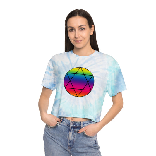 PRIDE Hexagram Women's Tie-Dye Crop Tee