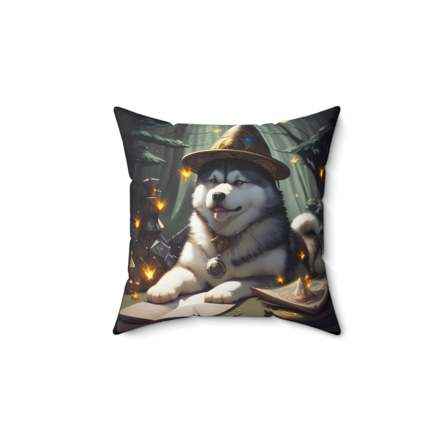 Arcane Scholar Pup, Spun Polyester Square Pillow