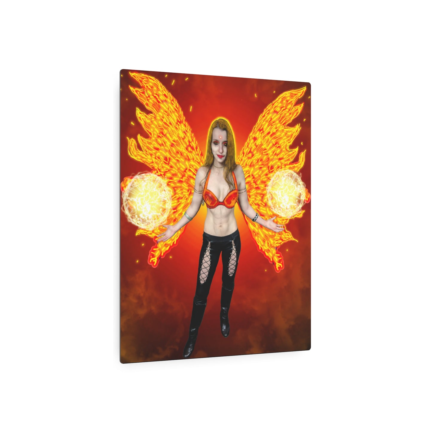 Mystic Fire Fairy, Fantasy Art, Metal Wall Art, Unique Gifts, Original Art Wall Decor