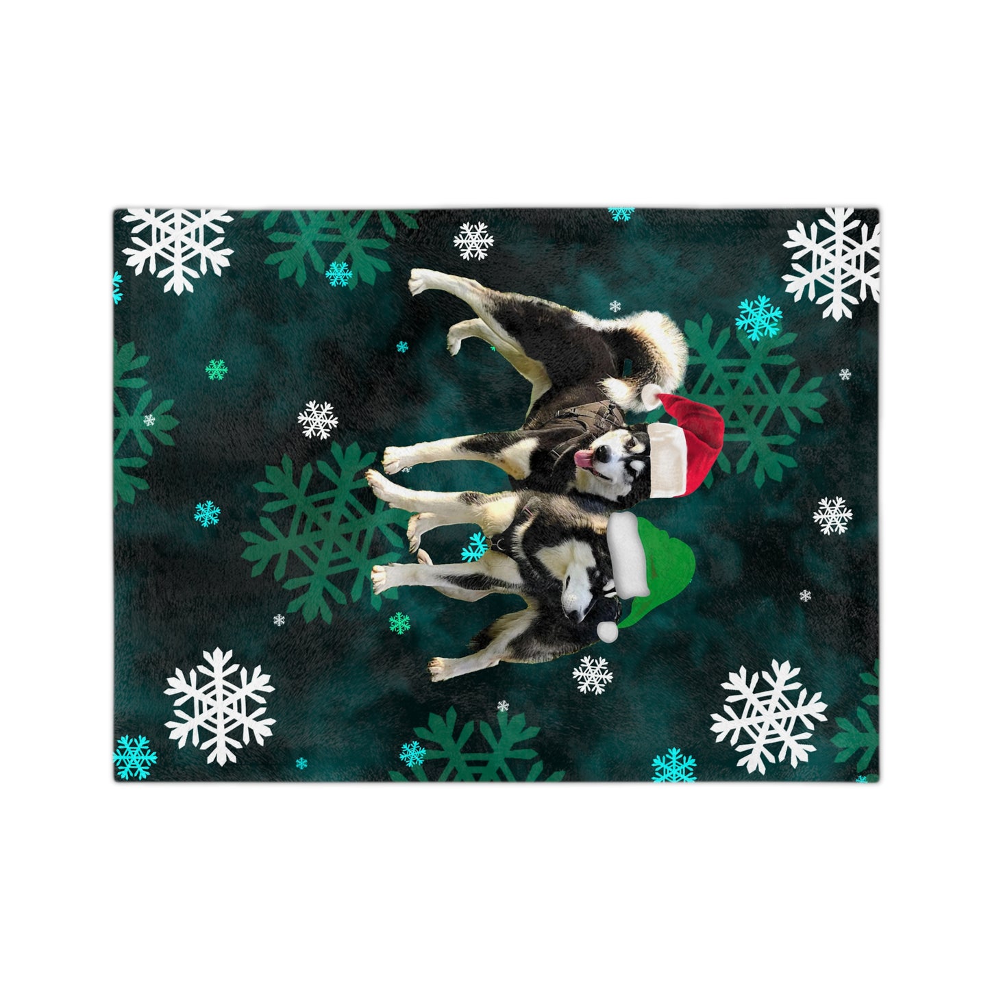 Christmas Malamute Velveteen Minky Blanket