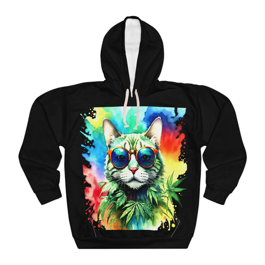 Chasing The Rainbow Cat, Pullover Hoodie (AOP)