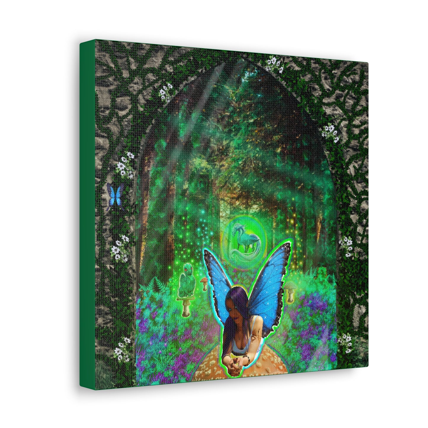 Mystic Mushroom Fairy, Fantasy Art, Canvas Art,  Unique Gift, Original Art.