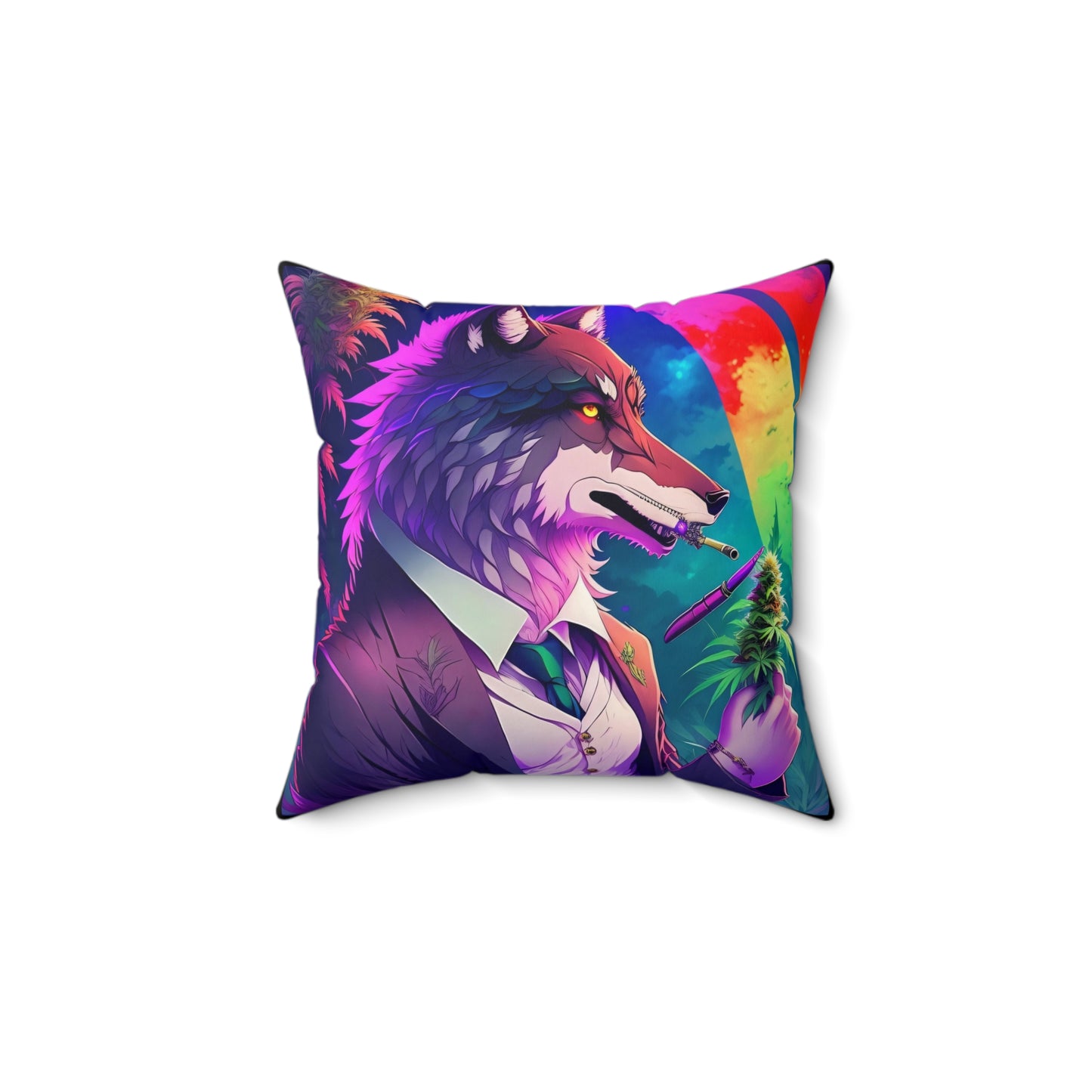 Dire Wolf, 420 Themed, Spun Polyester Square Pillow