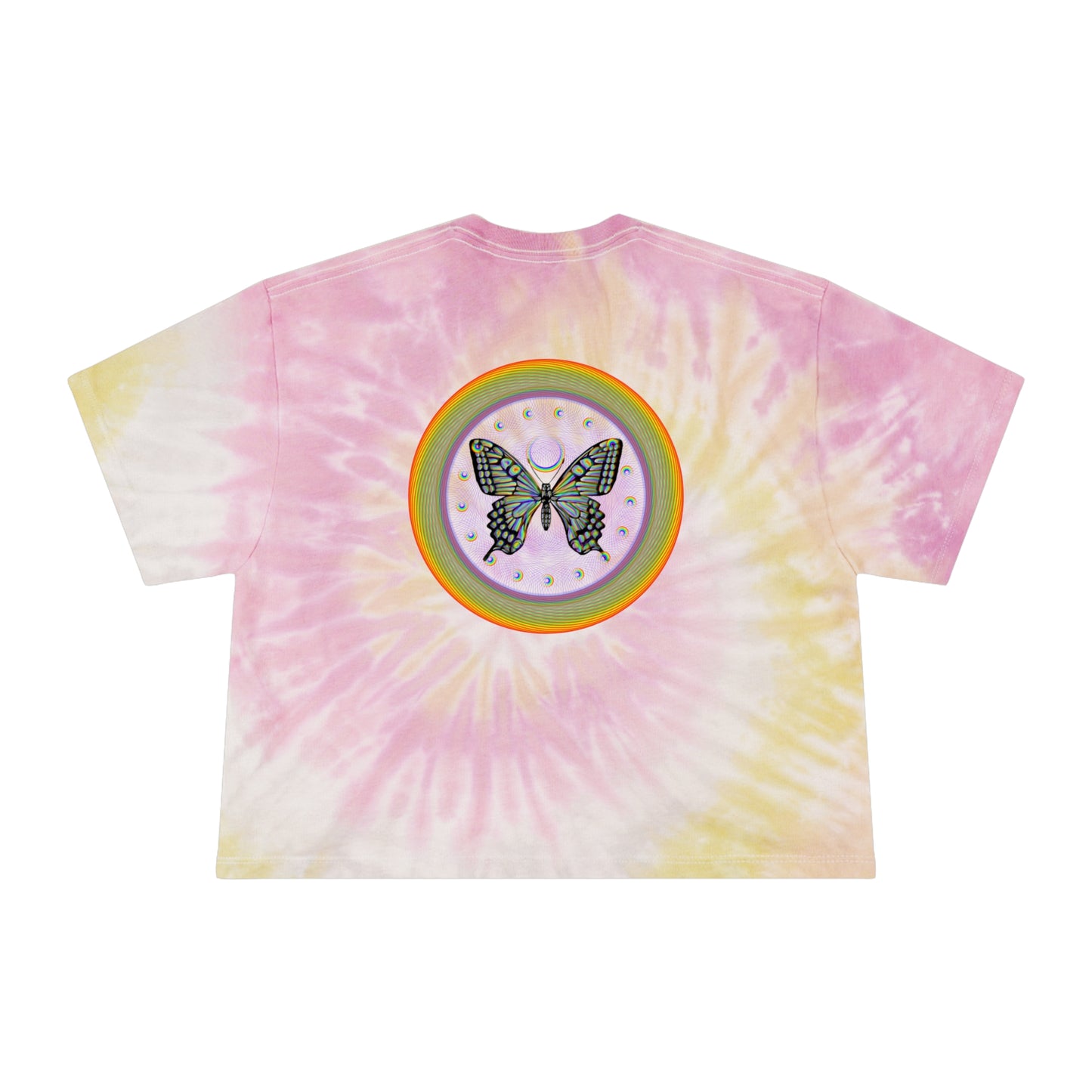 PRIDE Rainbow Butterfly Women's Tie-Dye Crop Tee