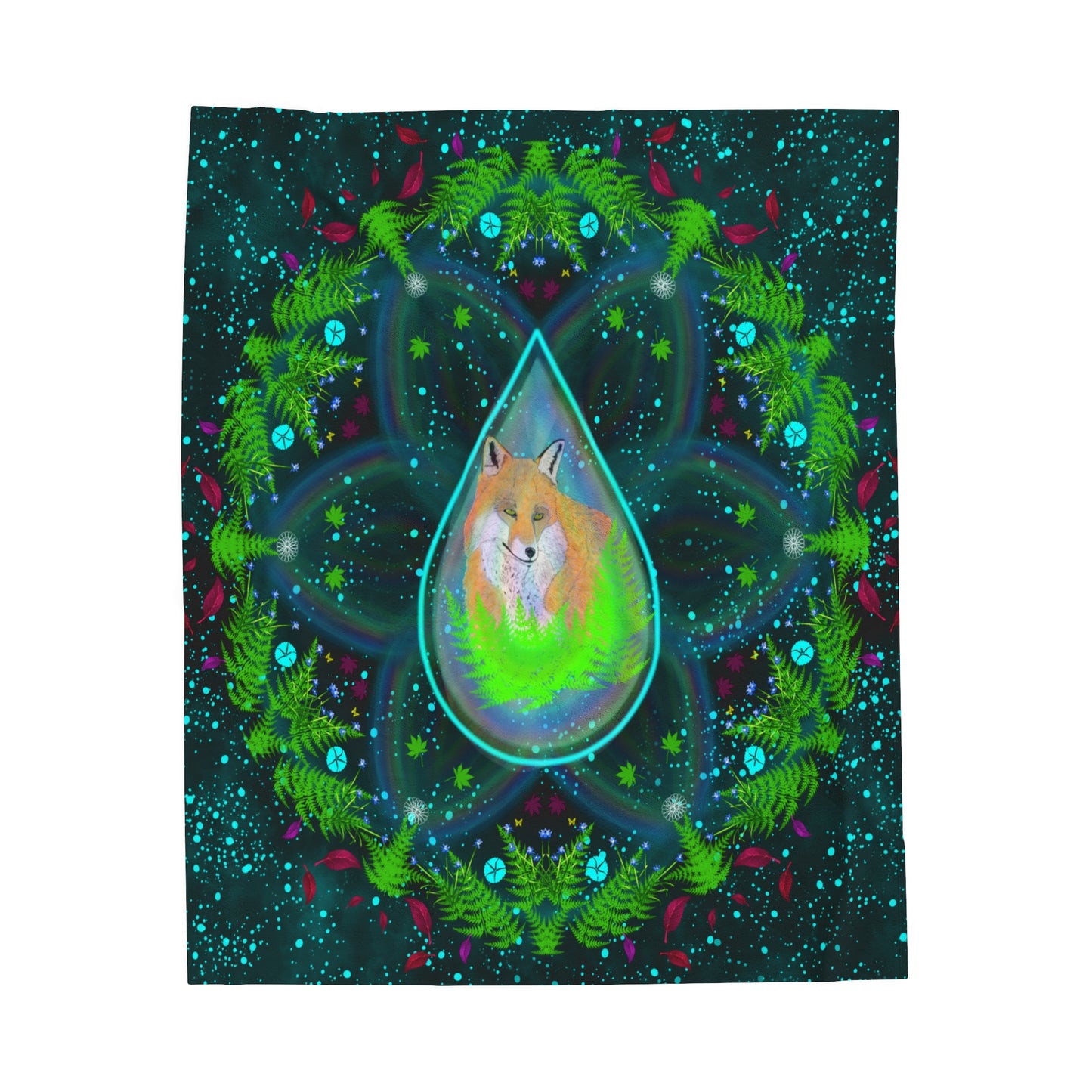 Fox Medicine Mandala Velveteen Plush Blanket