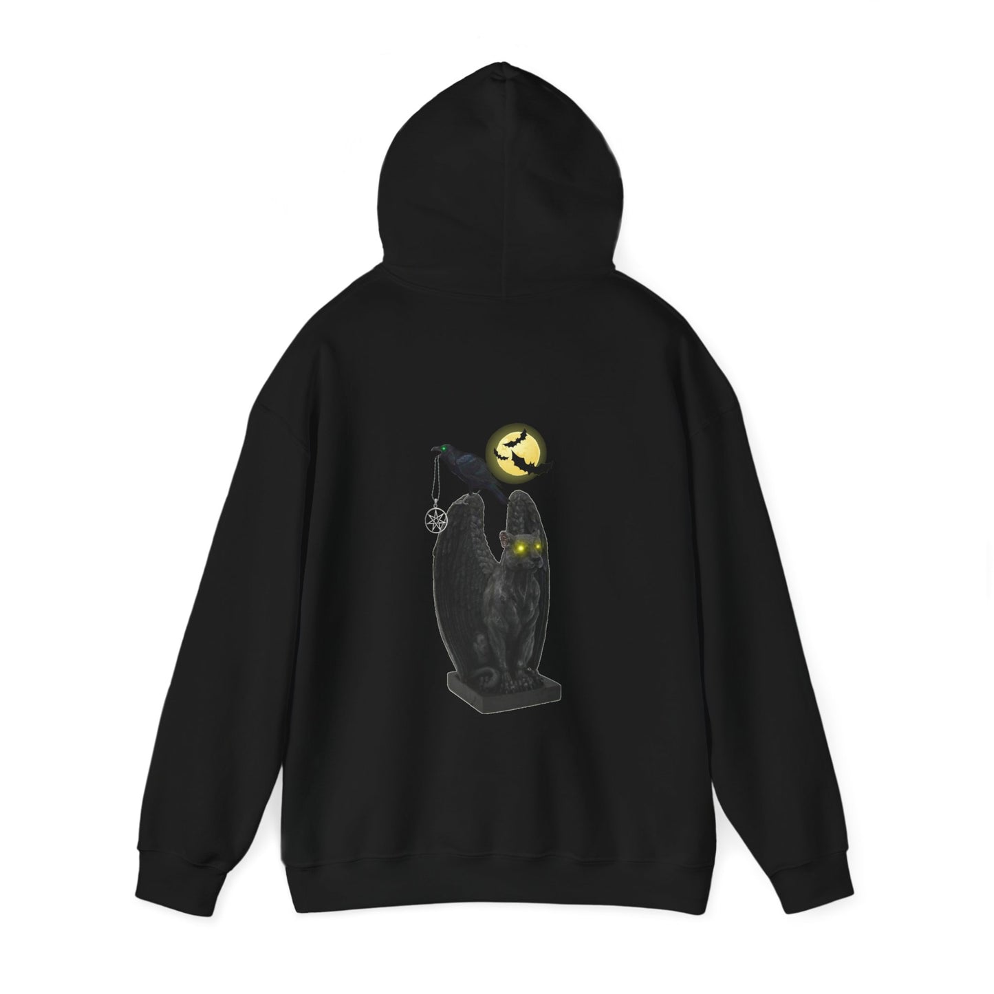 Unisex Heavy Blend Raven Gargoyle Hooded Halloween Sweatshirt