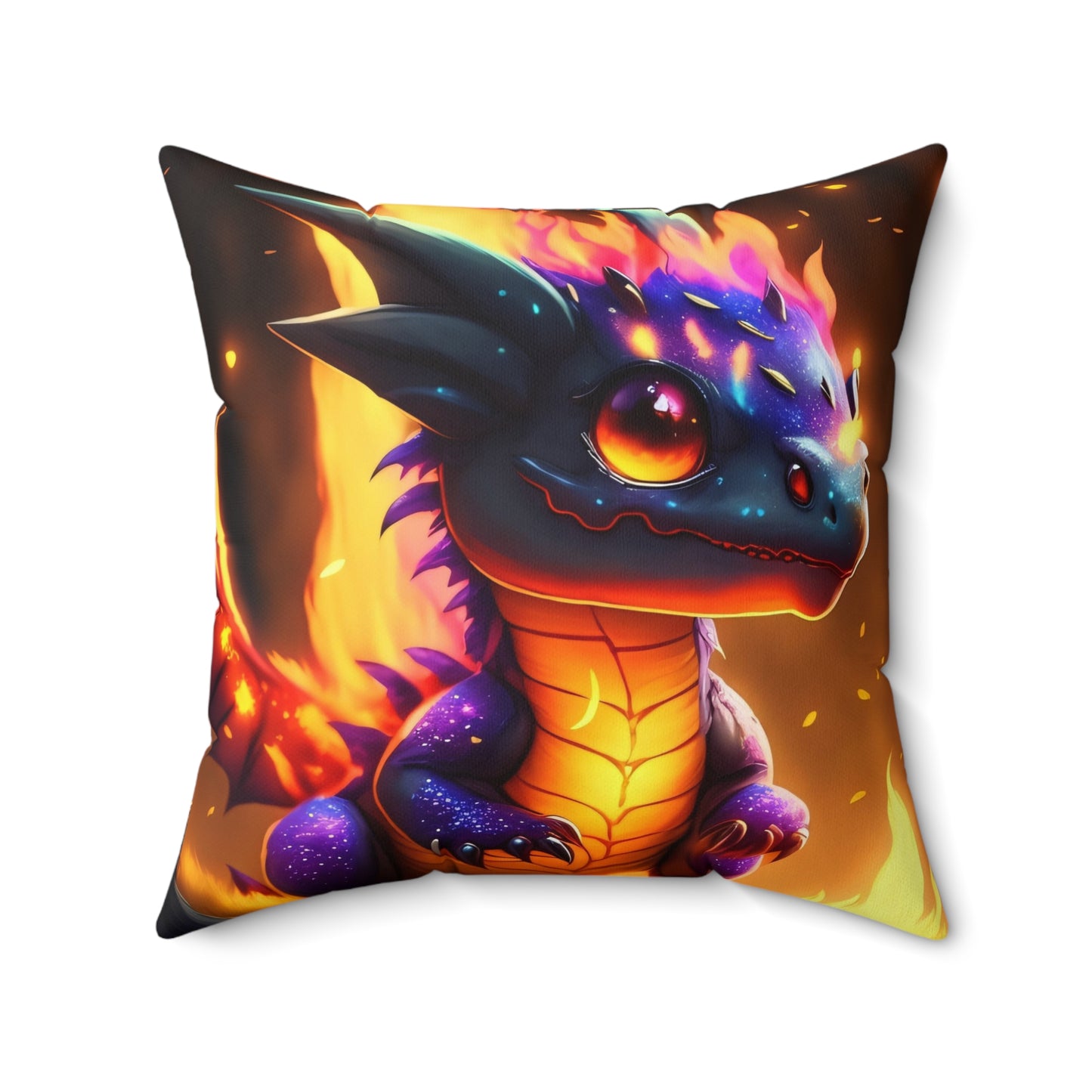 Cute Baby Dragon, Spun Polyester Square Pillow