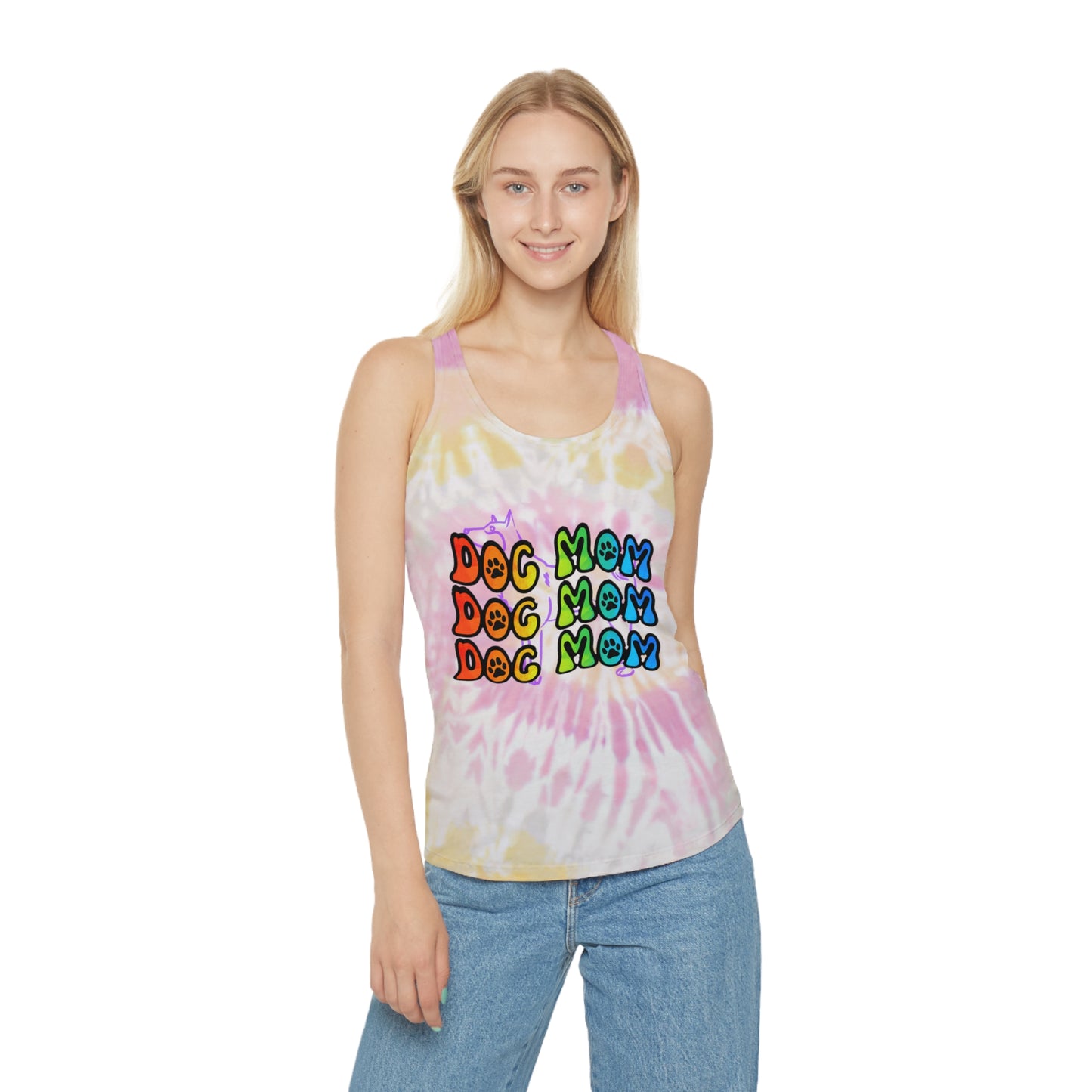 Dog Mom Tie Dye Racerback Tank Top