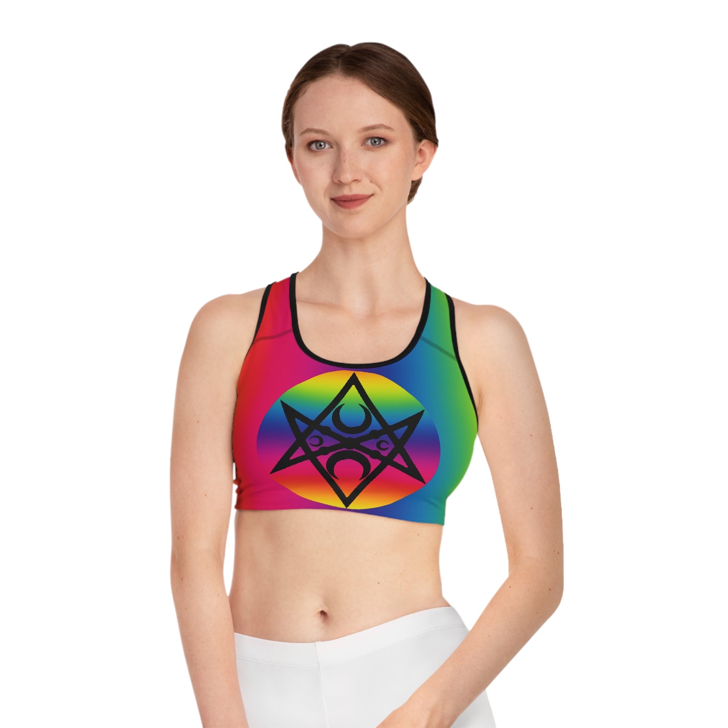 PRIDE Unicursal Moon Magick Hexagram Sports Bra