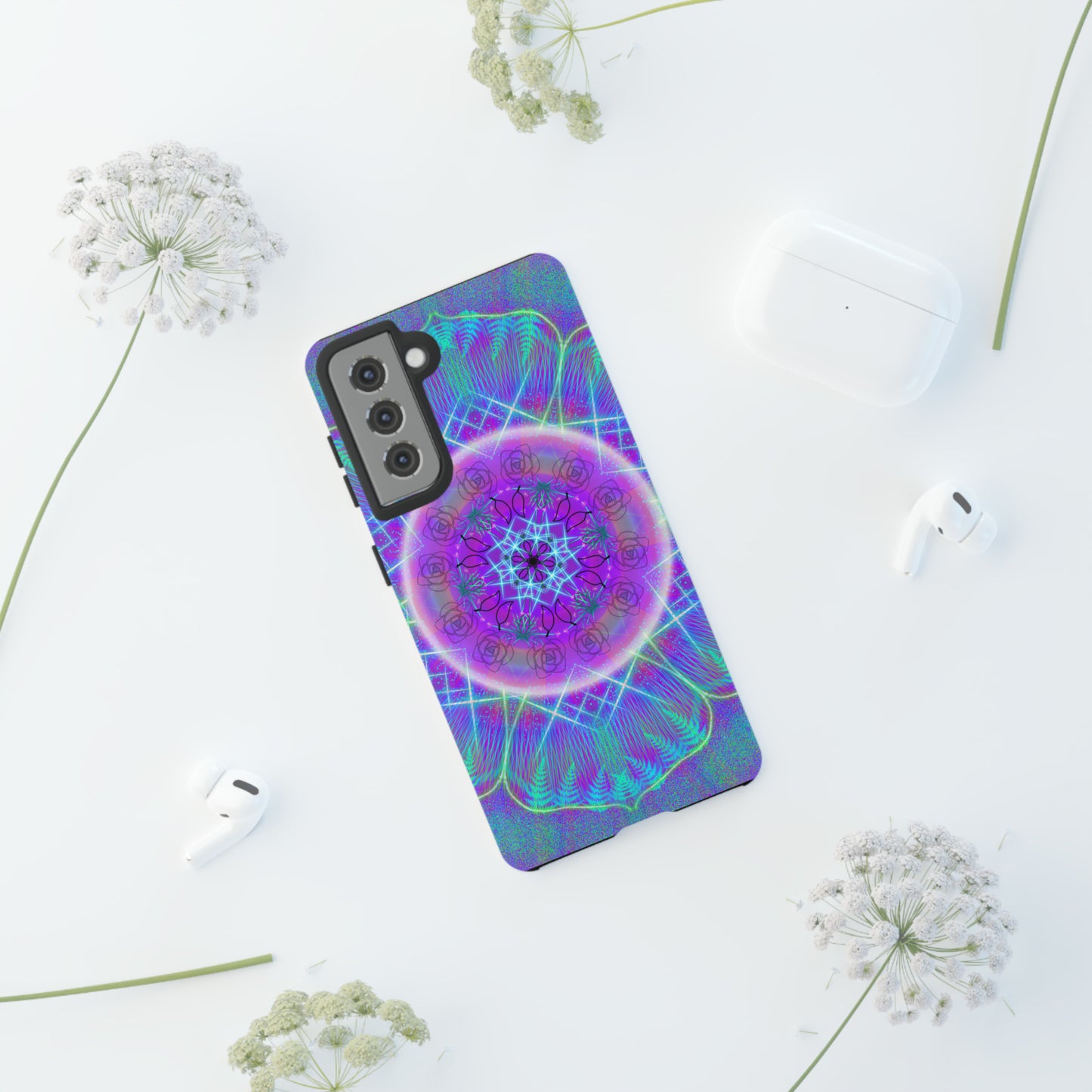 Psychedelic Mandala Protective Phone Case, Samsung, iPhone, Pixel, all sizes