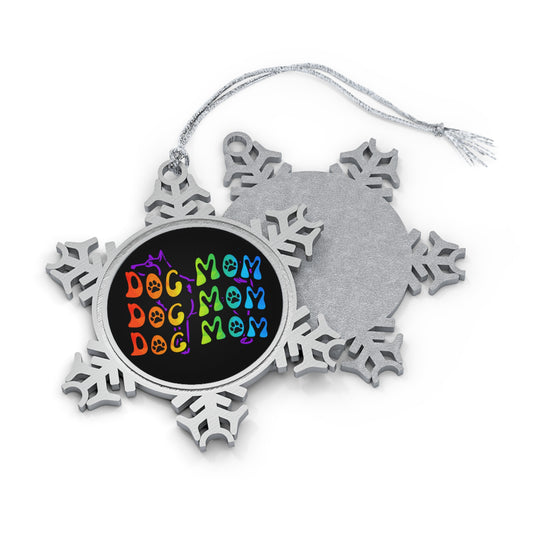 Dog Mom Pewter Snowflake Ornament