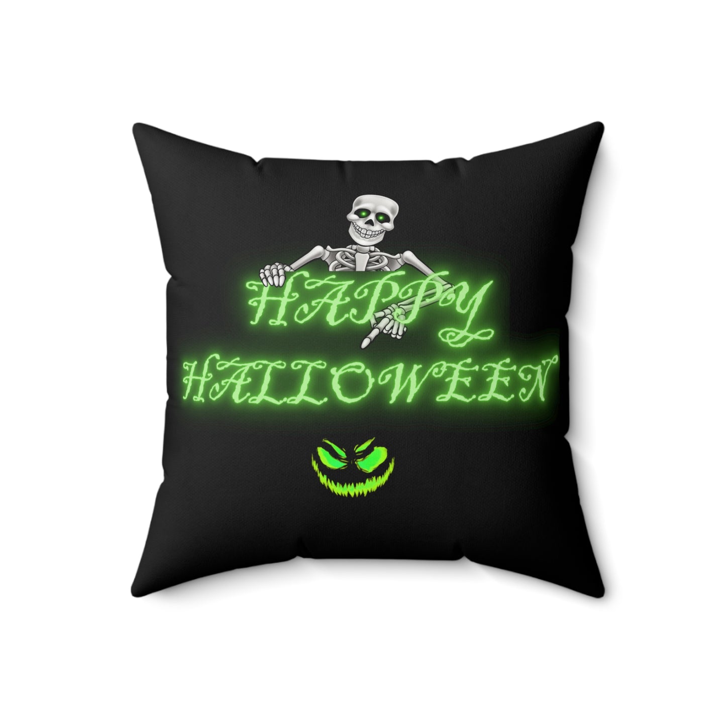 Happy Halloween Skeleton Pillow, Spun Polyester Square Pillow