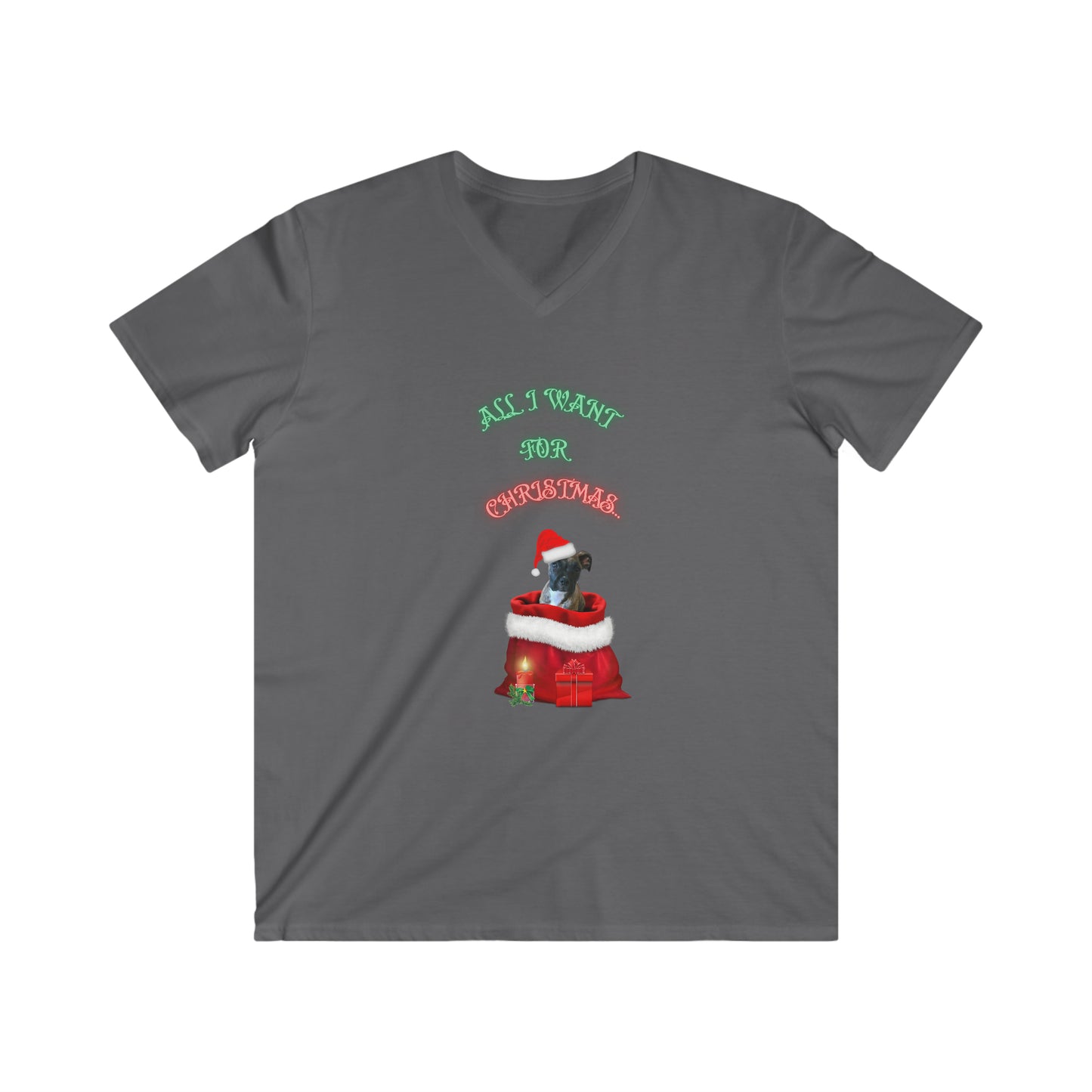 Men's Fitted V-Neck Short Sleeve Tee All i want for Christmas Christmas Top