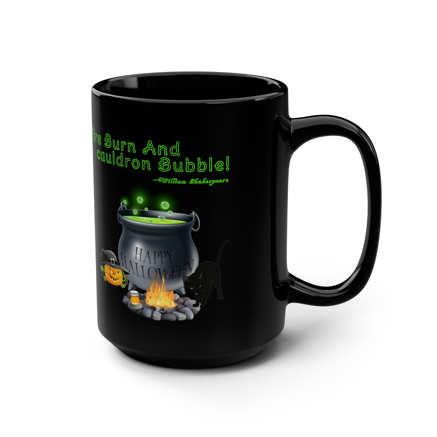 Black Halloween "Double Toil And Trouble" Shakespeare Mug15oz