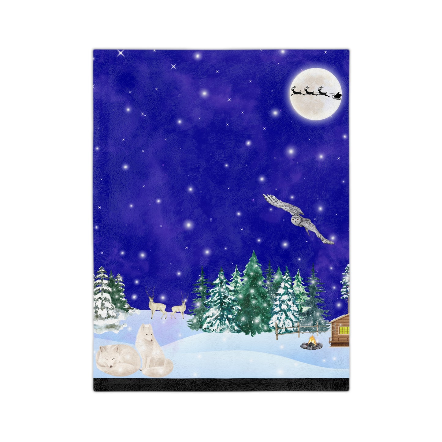 Snowy night Christmas Velveteen Minky Blanket