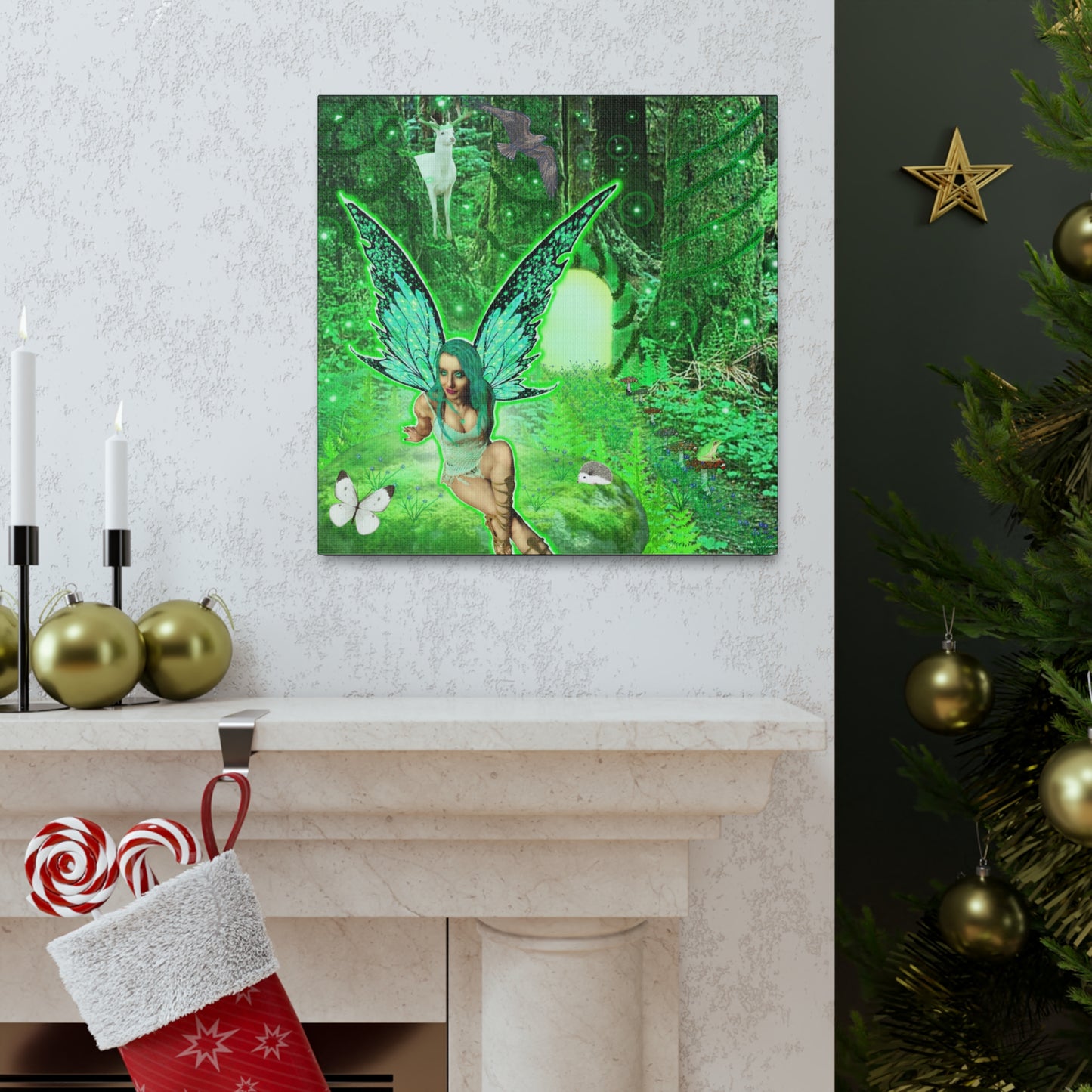 Mystic Forest Fairy Fantasy Art, Canvas Art, Wall Decor, Nature Lover Gift, Original Art, Unique Gift