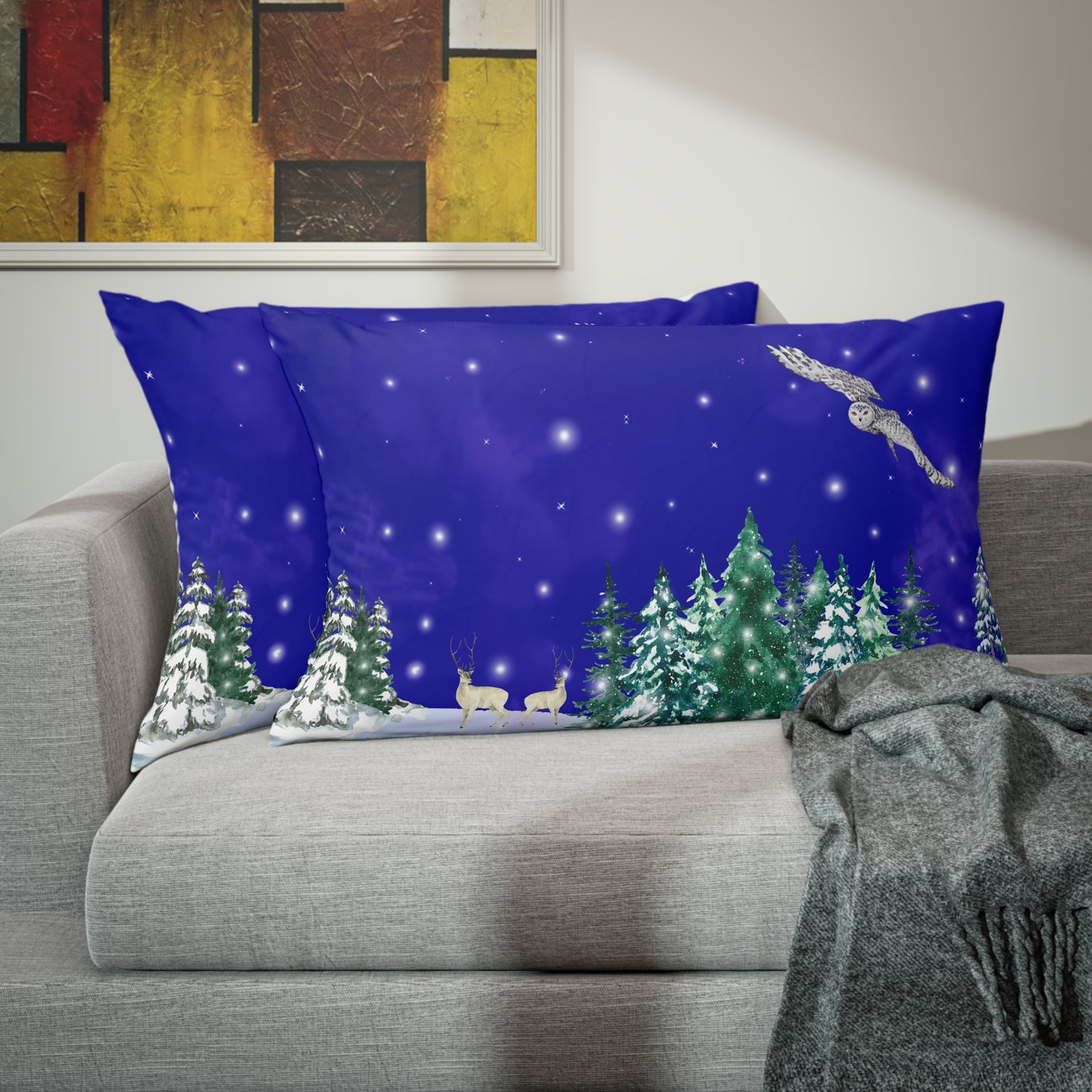 Snowy Christmas Night Pillow case