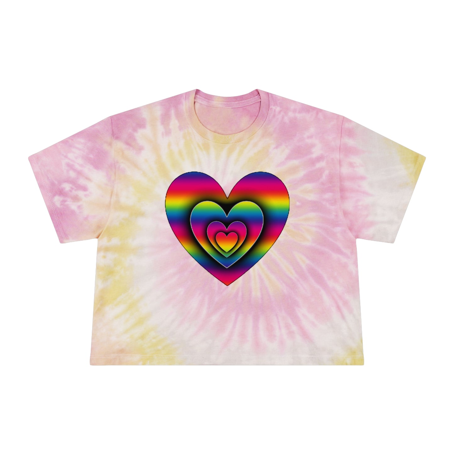 3D PRIDE Heart Women's Tie-Dye Crop Tee