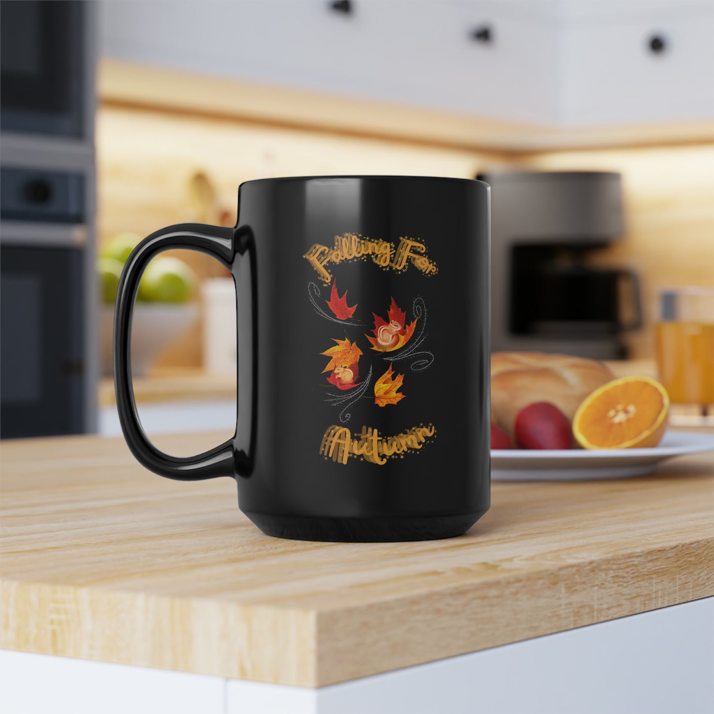 Falling For Autumn Black Mug, 15oz