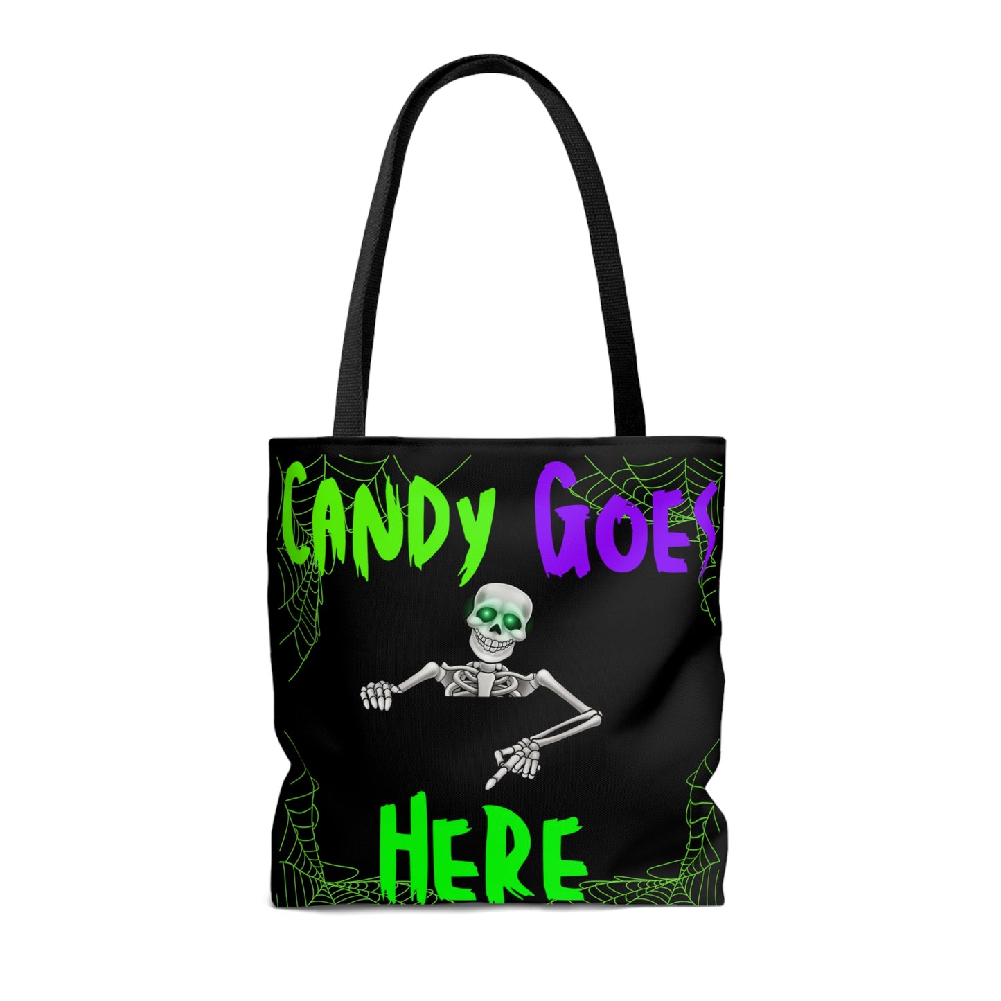 Candy Goes Here, Skeleton Halloween candy Tote Bag