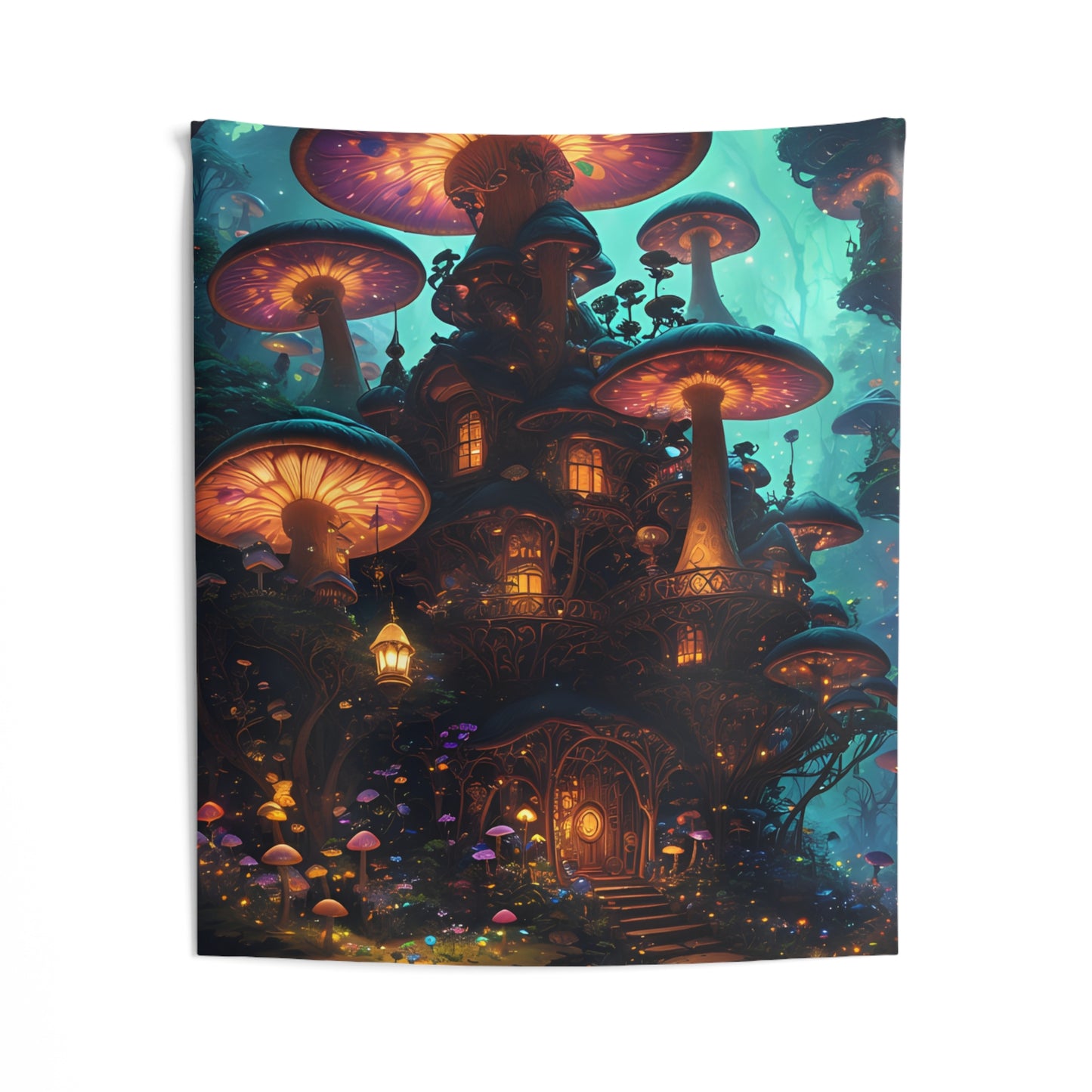 Fairy Mushroom House, Wall Tapestry 51 x 60