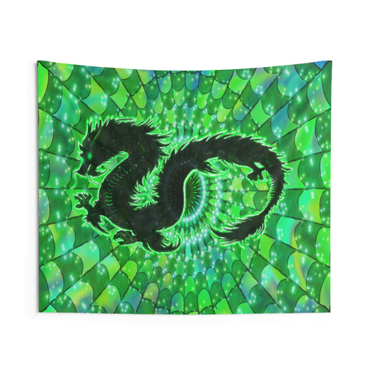Emerald Abundance Dragon Indoor Wall Tapestry 60 x 50