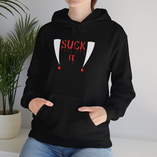 Suck It Vampire Fangs Halloween Hoodie Unisex Heavy Blend" Hooded Sweatshirt