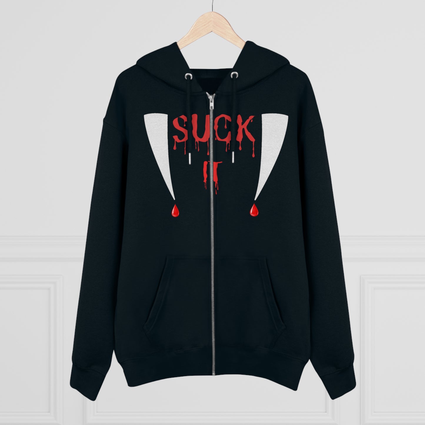 Men's Suck It Vampire Fangs Halloween Zip Up Hoodie