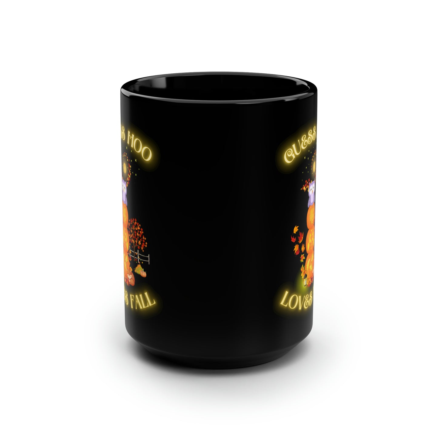 Guess Hoo Loves Fall Black Mug, 15oz