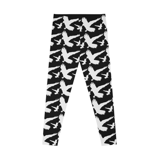 White Raven Halloween Stretchy Leggings Black