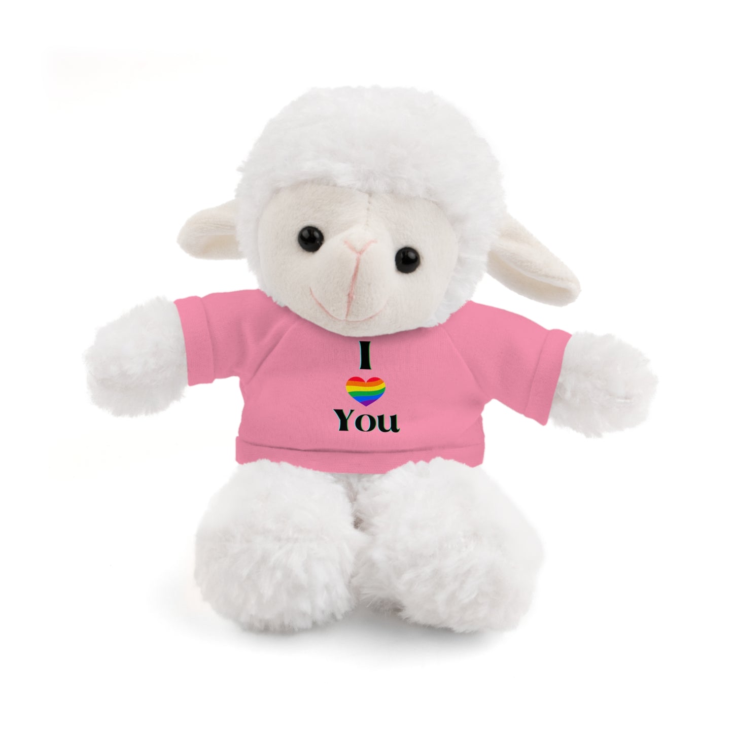 I Heart You Kids Cute Stuffed Animals with Tee; Panda, Sheep, Bunny, Lion, Jaguar, Teddy Bear