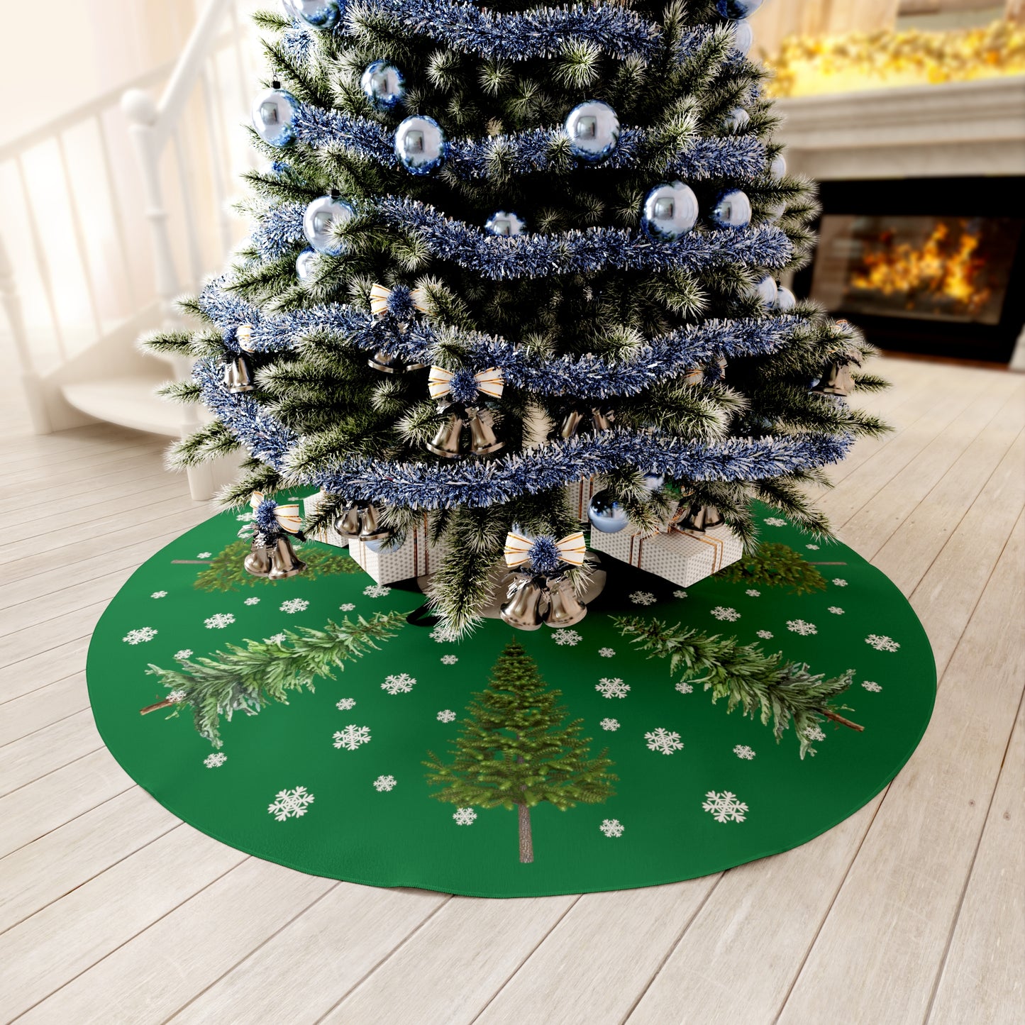 Evergreen Round Christmas Tree Skirt Green