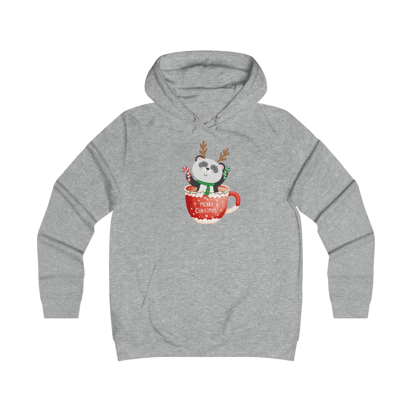 Merry Christmas Panda Girlie College Hoodie