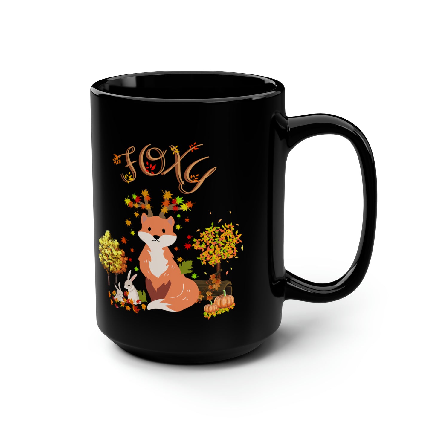 Foxy Fall Black Mug, 15oz