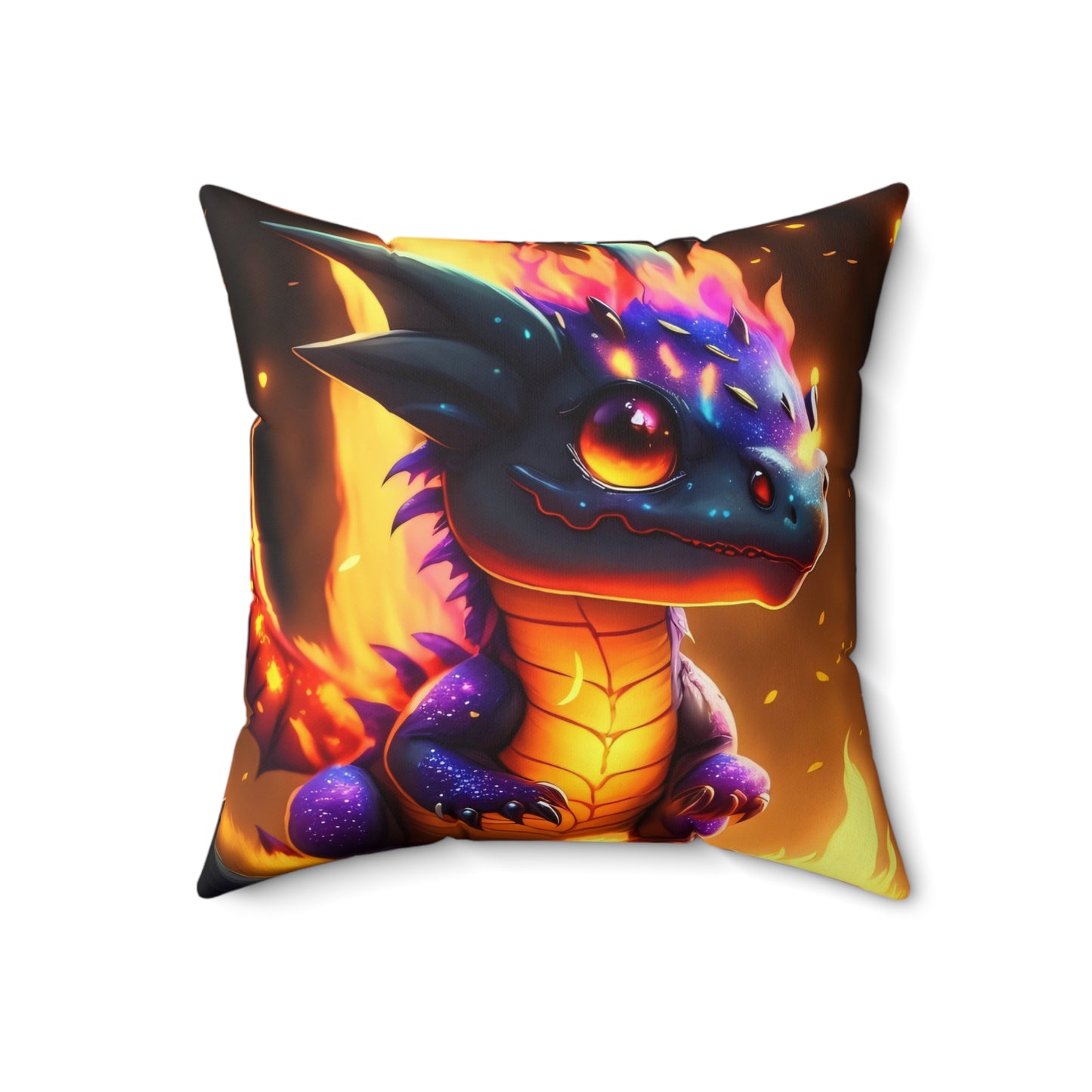 Cute Baby Dragon, Spun Polyester Square Pillow