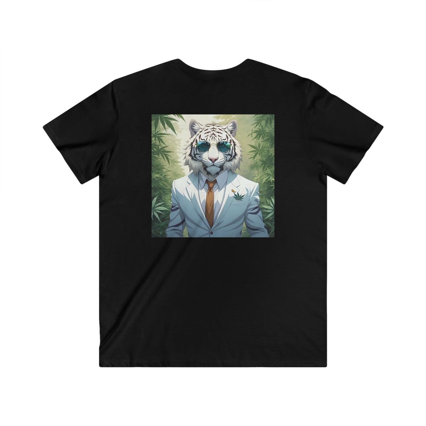 White Tiger, Men's Fitted V-Neck Short Sleeve Tee